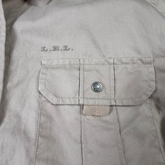 LAUREN Ralph Lauren Snap Button Down Khaki Shirt, Roll-Tab Sleeve, Safari, Sz M - Picture 2 of 13